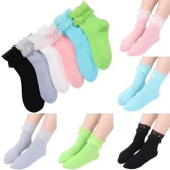 1 Чифт Женски Дантелен чорапи splice, Средни Чорапи Дишащи тънки чорапи за жените, однотонная на горно облекло Sokken Chaussettes Femmes