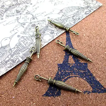 100шт-35x6 мм 3D висулки, чадъри за бижута направи си САМ Висулки от сплав на древния бронзов цвят