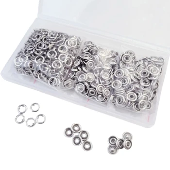 150 Комплекта копчета, метални Сребристи копчета 9,5 мм за шиене и изработката, стягане на копчета с отворен зубцом