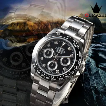 2023 Нови Висококачествени Мъжки Напълно механичен Автоматичен часовник от серията OUMASHI-DTN, Сапфировые Хронограф Водоустойчив VK63 От Неръждаема Стомана
