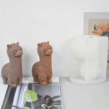 3D Скъпа силиконова форма за животни от Алпака, изделия от Шоколад, Глина, инструмент за украса на Торта, Свещ, Производство на сапун, направи си САМ Коледна украса