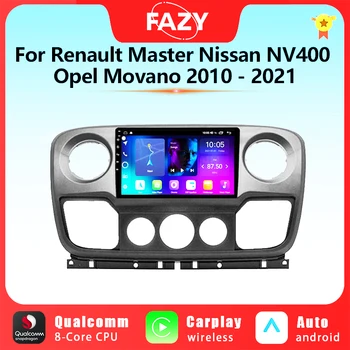 Android CarPlay За Renault Master Nissan NV400 Opel Movano 2010-2021 Автомобилен Радиоприемник GPS Navi Автомобилен Мултимедиен Плейър Стерео Qualcomm
