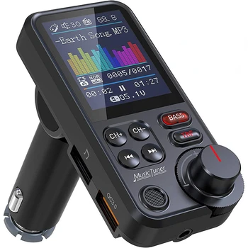 Bluetooth Автомобилен Безжичен FM трансмитер Радиоадаптер Бързо Зареждане на Високи и ниски честоти Автомобилен MP3 плейър, Зарядно Устройство за Бързо