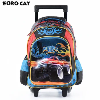 Koko cat Карикатура 3D Деца, Детска, училищна чанта за количка, чанта за състезателни автомобили, чанта за книги за момчета, училищна чанта за количка за тийнейджъри, студентски чанта за момчета
