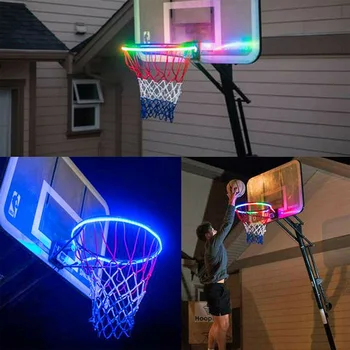 Led лампа за баскетболен джанта за слънчеви батерии, Лесно за инсталиране на Обръч, Led лека нощ, Декор за осветление баскетболно игрище