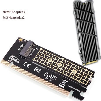 M. 2 NVME SSD-диск за PCIe 4.0 Адаптер 64 Gbit/s M2 M-Key PCIe X4 Адаптер за настолен компютър, PCI-E GEN4 Full Speed с алуминиев радиатор