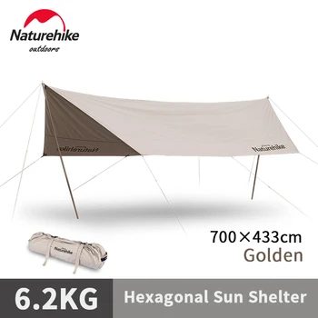 Naturehike 5-8 Души Памучен плат голям hexagonal навес солнцезащитная беседка къмпинг къмпинг голям сенник NH20TM007