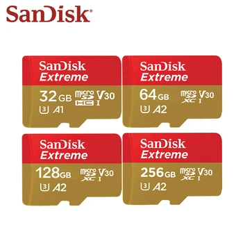 SanDisk Extreme Micro SD Карта 256 GB 128 GB 64 GB 32 GB SDHC A1 SDXC U3 V30 A2 C10 TF Флаш карта, Microsd памет За Фотоапарат/Телефон