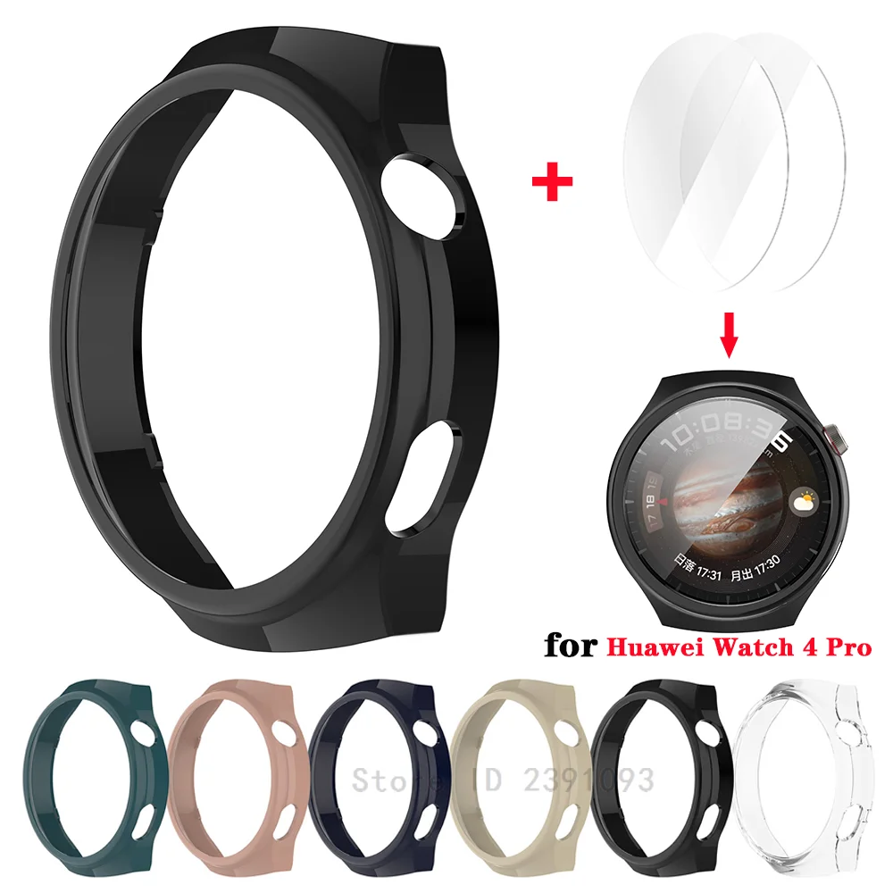 2 бр. Мека филм + защитен калъф за smart часа Huawei Watch 4 pro, защитна рамка за Huawei Watch 4 pro, аксесоари за броня - 0