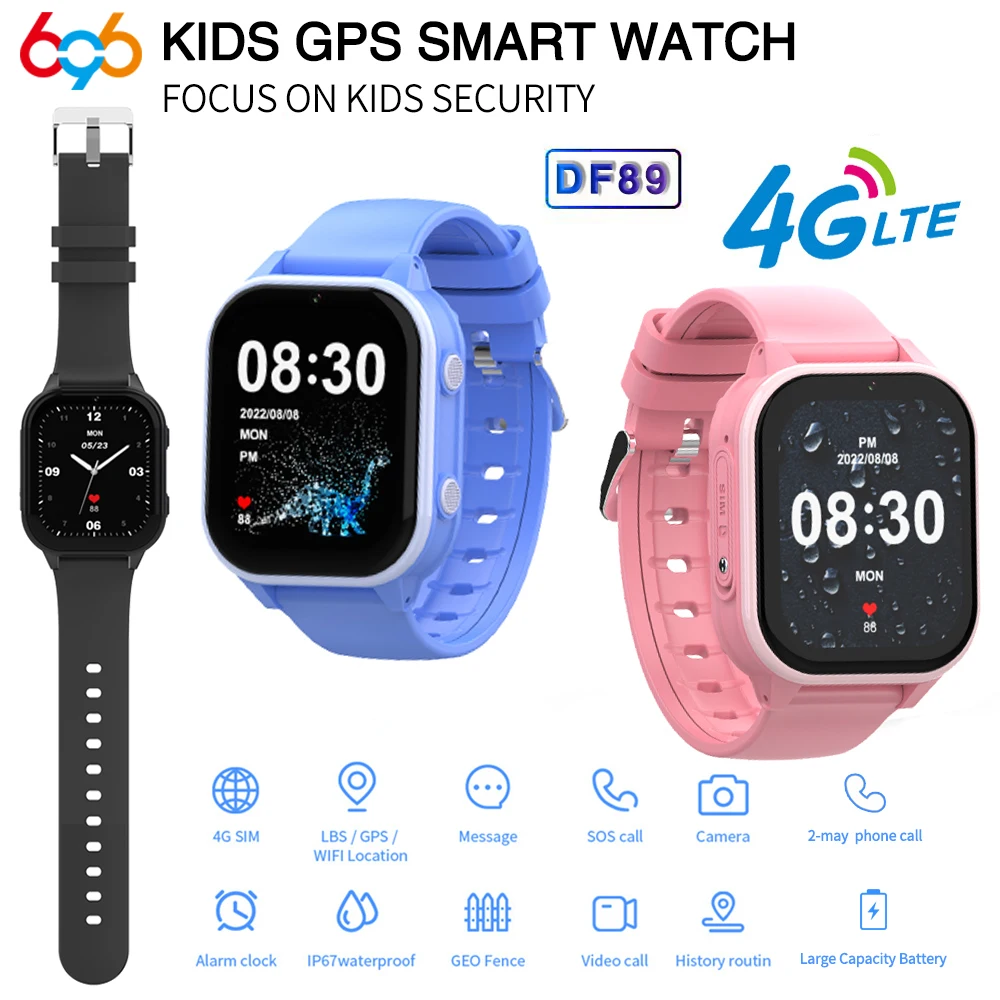 4G Умни часовници Детски SOS Повикване Видео HD Камера, GPS, Wifi СРЕЩА Точното положение на Умни часовници за деца Водоустойчива за IOS и Android - 0