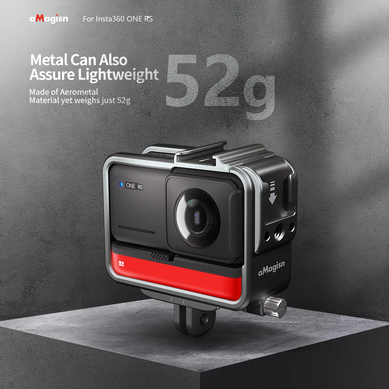 AMagisn за екшън камери Insta360 One RS, корпус от алуминиева сплав, клетка за зайче, студен накладки, усъвършенствана защитна рамка - 2