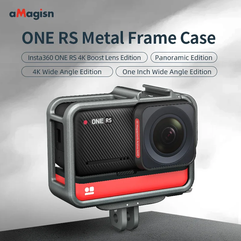 AMagisn за екшън камери Insta360 One RS, корпус от алуминиева сплав, клетка за зайче, студен накладки, усъвършенствана защитна рамка - 3