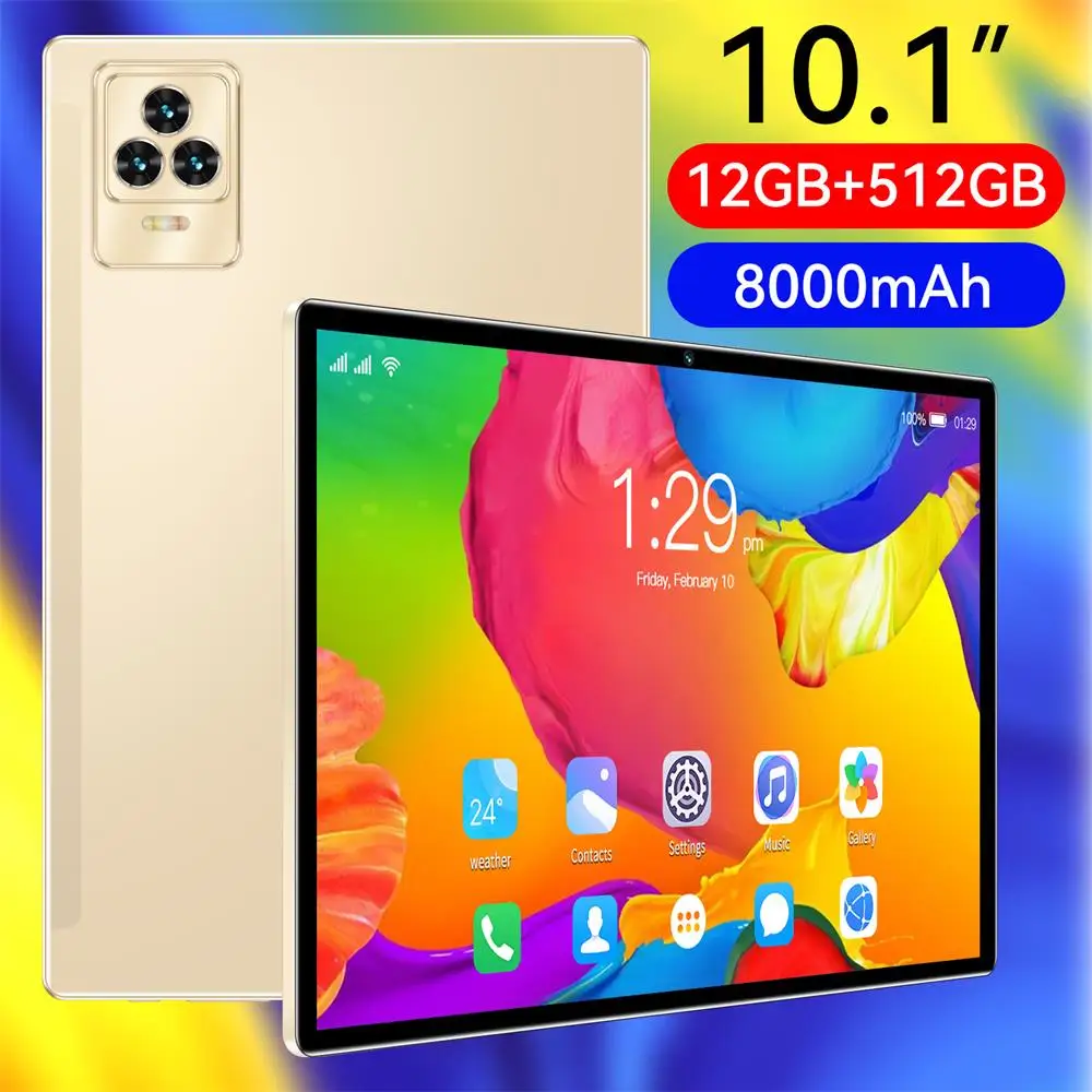 Tablet PC K60 с 10.1-инчов HD екран и Android 13 Оперативна памет: 6/8/12 GB-Вградена памет: 128/256/512 GB 24 + 48MPGPS + FM + WIFI + BT Поддръжка на двойна карта с памет 8000 mah - 2