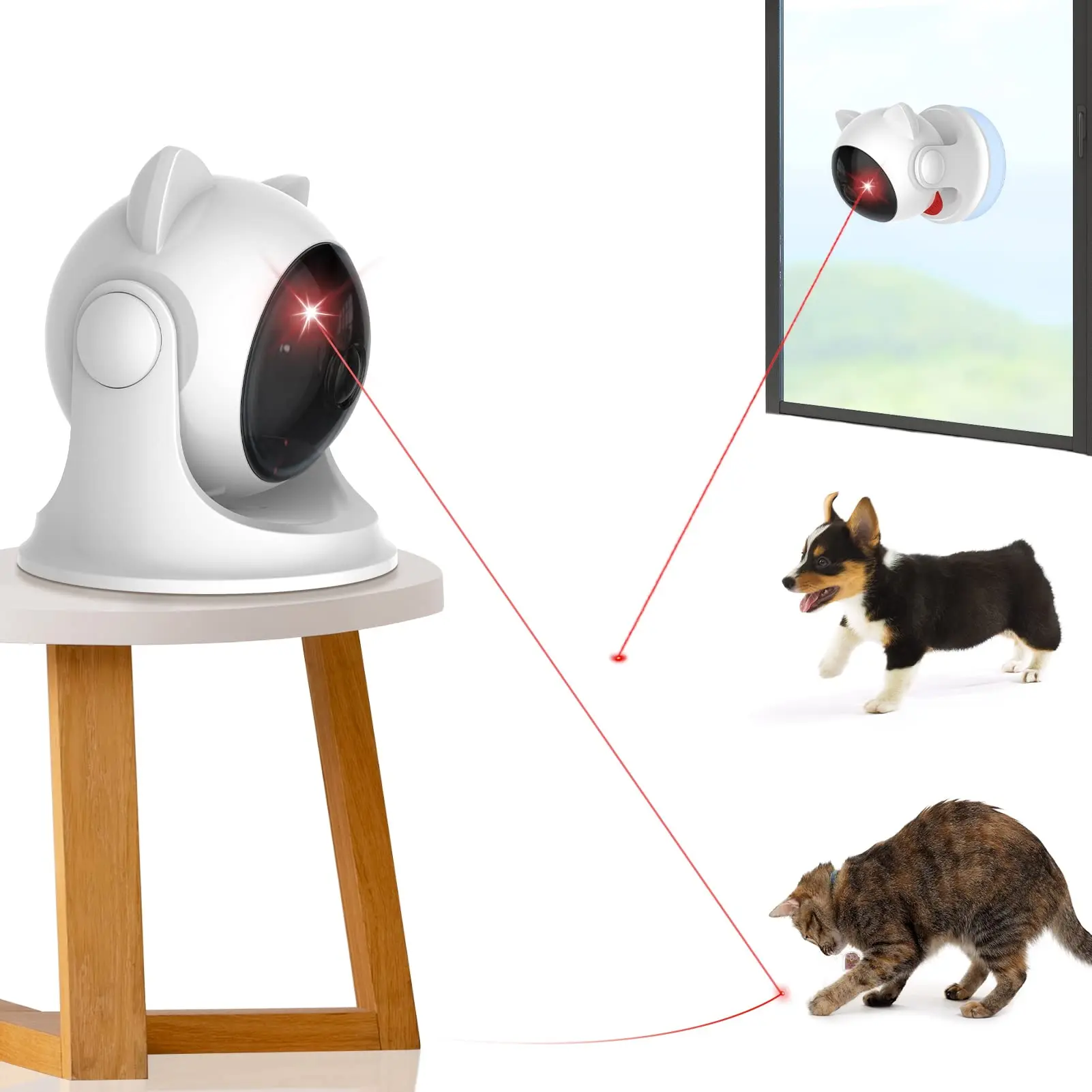 Играчки За домашни животни, Коте, куче, Интерактивен Акумулаторна робот-котка, Автоматични електрически кученце, Лазерни аксесоари за котки, Лазерен умен закачка - 0