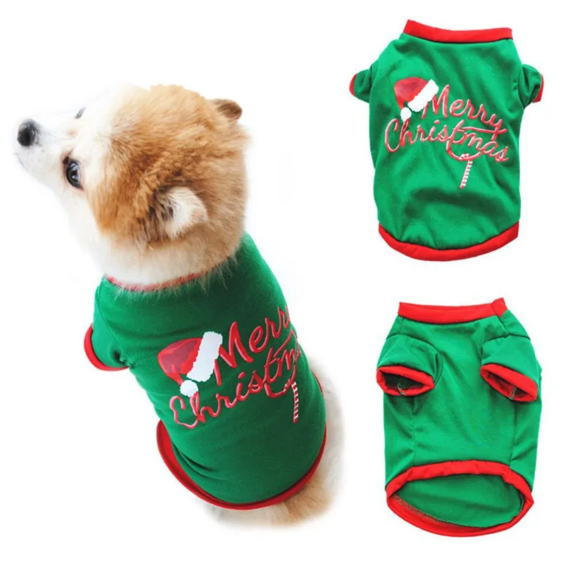 Коледно облекло за кучета, Жилетка, Риза за домашни любимци, Дрехи за Малките Котки, Дрешки за Кученца, Коледен костюм на Коте, Чихуахуа, Йоркшир Теди - 1
