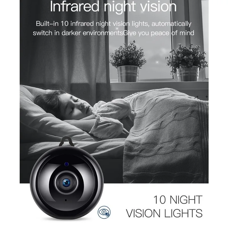 Мини камера V380 Pro WIFI FULL HD 1080p IP за Нощно виждане, Камера за защита сигурността на един Умен дом, Преносим Рекордер за видеонаблюдение - 3