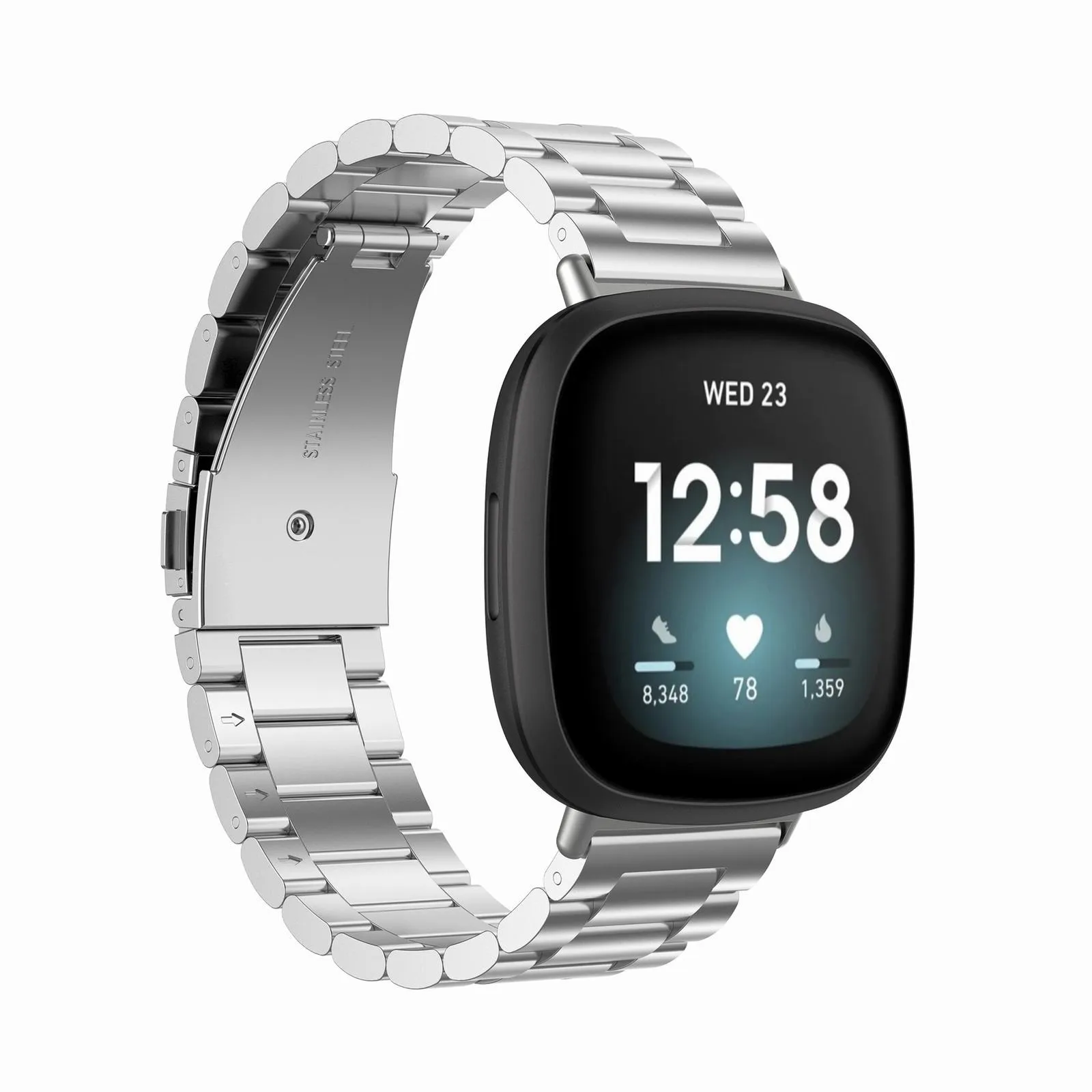 Подходящ за Fitbit Versa 4/3/sense 2/sense Three Beads, метална каишка за часовник, висококачествени сменяеми аксесоари за умни часа - 2