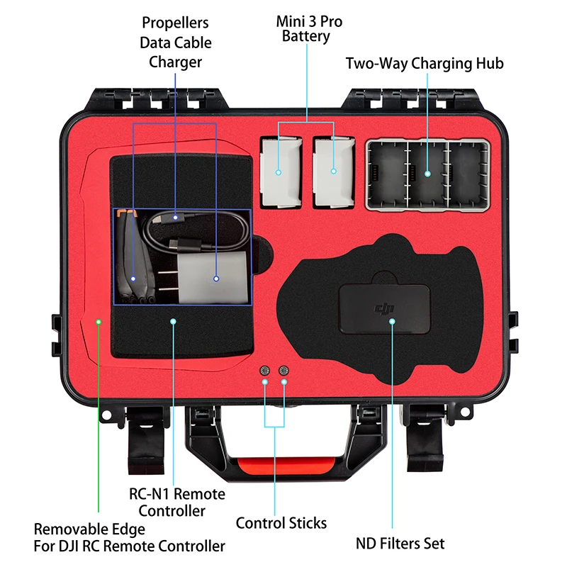 Преносим калъф за дрона, водоустойчива кутия от ABS-пластмаса, твърд калъф с Голям капацитет за Дрона DJI Mini PRO 3, Универсални аксесоари - 4