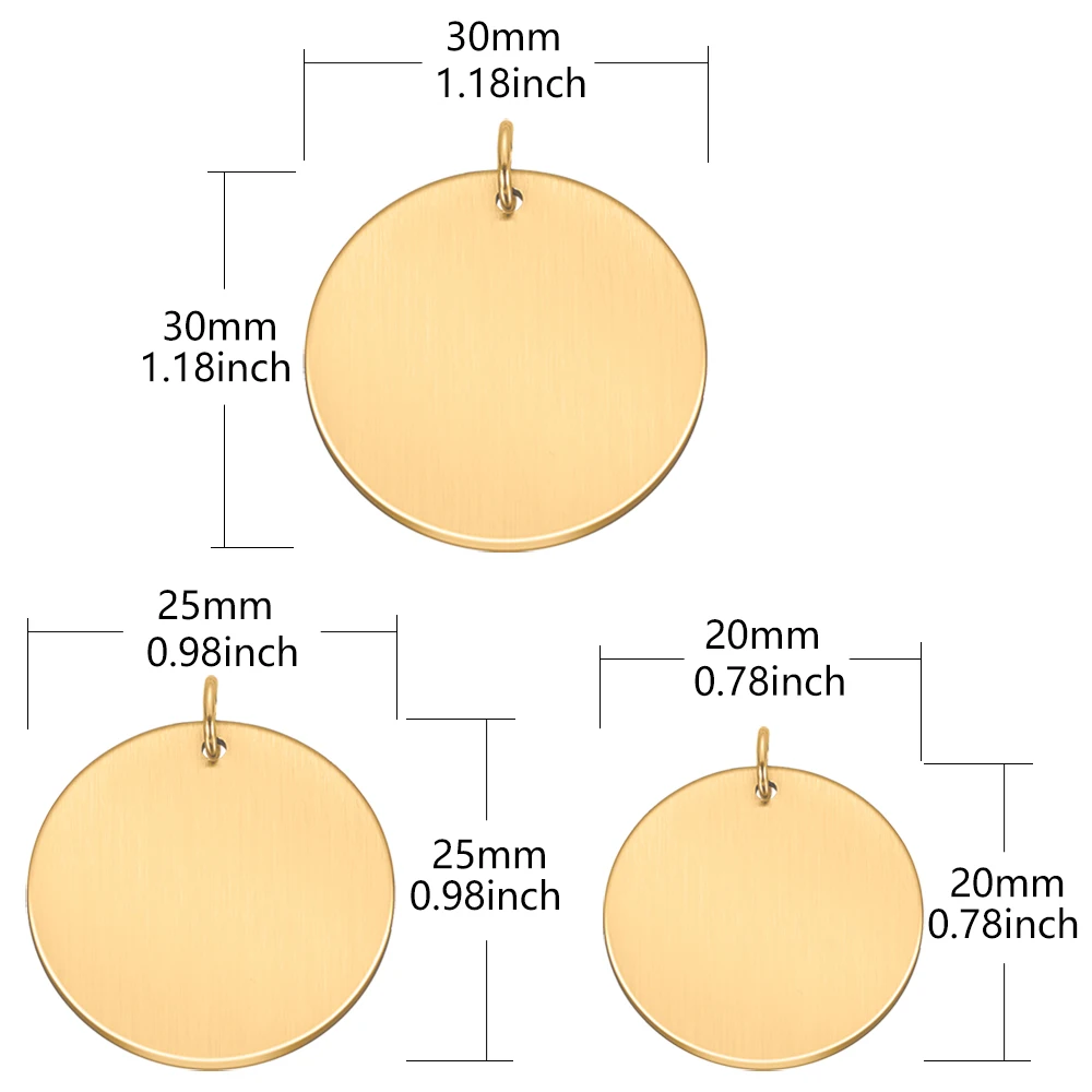Продажба на едро 10ШТ Заготовки Кръгла Кучешки Тагове 20 mm 25мм 30мм Медальони От Неръждаема Стомана За Колиета На Поръчка САМ Изработка на Бижута, Ключодържател - 5