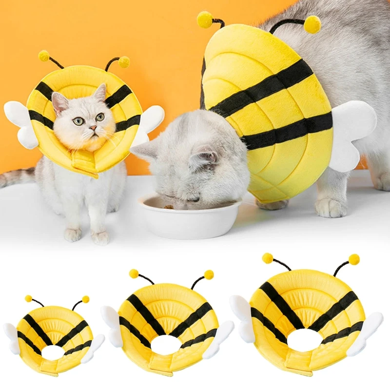 Регенериращ нашийник с хубав мек конус под формата на пчела за котки, зарастване на рани след операция за малки кучета, средства за предотвратяване на драскотини - 0