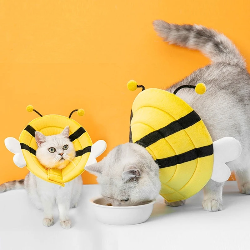 Регенериращ нашийник с хубав мек конус под формата на пчела за котки, зарастване на рани след операция за малки кучета, средства за предотвратяване на драскотини - 1
