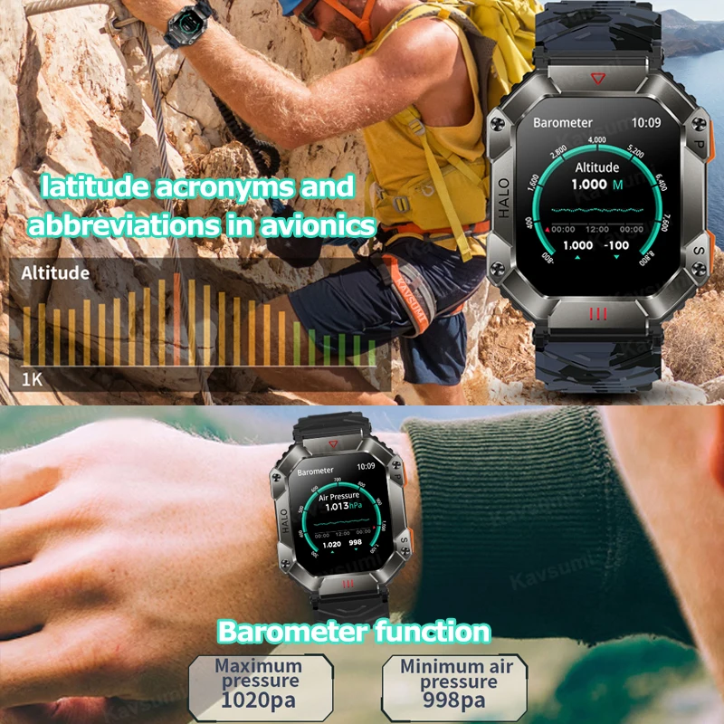 Смарт часовници За мъже, фитнес тракер, компас, сърдечната Честота, IP67, водоустойчива Bluetooth разговори, Спортни военни Смарт часовници за Android Huawei - 4