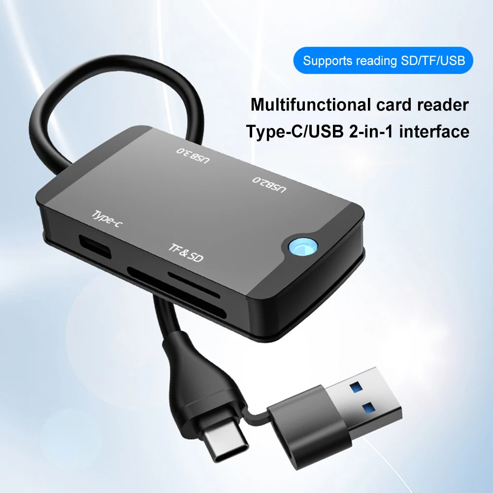 Хъб USB C, четец за карти памет с OTG SD, usb флаш устройство, четец на смарт карти-памет, многопортовый с порта SD TF за компютърни аксесоари Macbook - 3