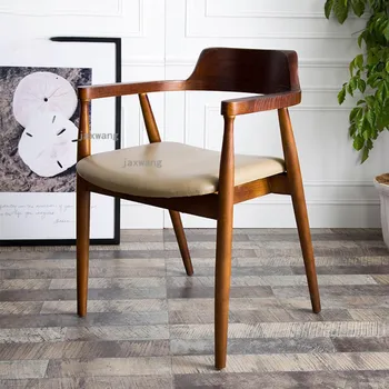 Американски Трапезни Столове от масивно дърво Луксозен Офис стол за Почивка Домашна Кухненски Мебели Скандинавски на Облегалката на Стол за Хранене за водене на Преговори