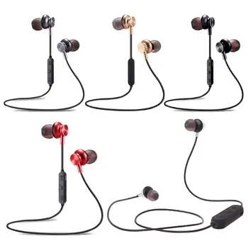 Безжични слушалки, съвместими с Bluetooth Слушалки с шейным ръб, магнитни спортни водоустойчиви слушалки, Слушалки с микрофон E1YA