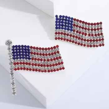 Брошки с Флага на САЩ за Деня на Независимостта на САЩ За жени И мъже, Модерни Карфици С кристали, облекло, риза, бижута, Аксесоари