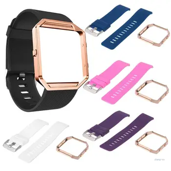Взаимозаменяеми каишка от силикон лента M5TD в рамка от розово злато за Fitbit Blaze for Smart