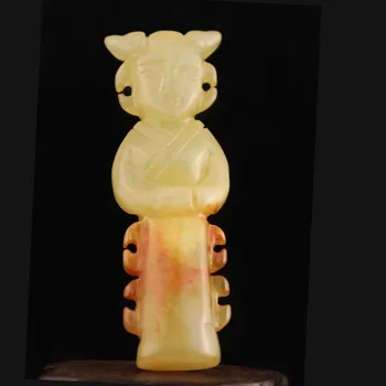 Висулка от натурален нефрит от стария Порцелан, ръчно изработени във формата на Буда, човек-танцьор, h