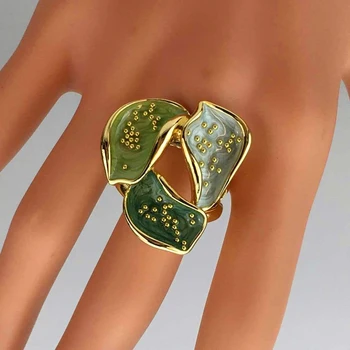 Големи пръстени за коктейльной партита Yuminglai за жени, пръстени от златист цвят, Големи пръстени, Модни Дамски бижута за банкет FHK16314