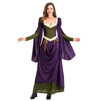 Дамски Средновековни Ирландски костюми Ретро двор на Гръцката Богиня на Арабски костюм Представа Хелоуин Cosplay Лилава рокля на Принцеса