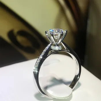 Дизайнерски пръстен от синтетичен муассанита с диамантен пръстен в 2 карата, женски годежен пръстен с осем сърца и осем стрели, пръстен