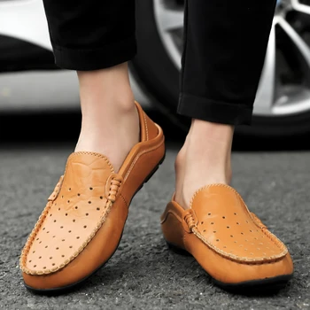 Дишащи Модерен Мъжки Лоферы, Мъжка Кожена Ежедневни Обувки в бизнес стил, Висококачествени Мъжки Обувки За Шофиране, За Възрастни, Мъжки Обувки