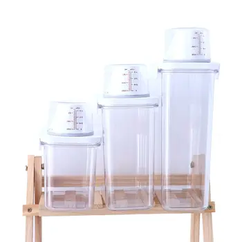 Запечатани кутия за съхранение прах за пране Прозрачен контейнер с капак и дръжка Многофункционална Пластмасова банка за люспи