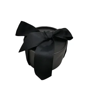 индивидуален дизайн на Sencai Луксозна висококачествена черна кутия за опаковане на бижута по поръчка на кръгла форма с панделка