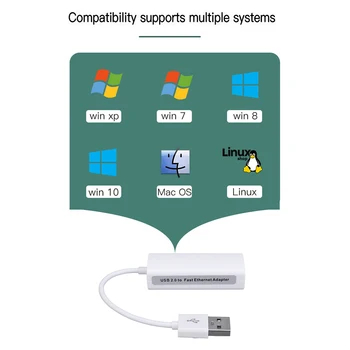 Интернет КОМПЮТЪР USB 100 Mbps Мрежов адаптер Поддръжка на Windows XP/7/Vista Linux Защита от смущения USB2.0 за преносими КОМПЮТРИ Nintendo Switch