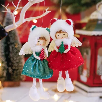 Коледна украса, Червена кукла-Ангел, Украси за Коледната елха, Нова година 2024, Окачване Ноел, Коледни подаръци Навидад, Вечерни аксесоари