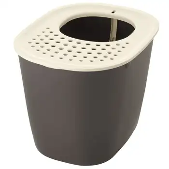 Кутия за котешки тоалетни с най-вход кафяв цвят, тава за котешки тоалетни с капак и лъжичка