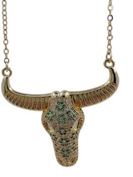 Луксозно 18-каратово позлатените колие с кръгло деколте във формата на глава на бик, за жени, подарък за приятели, мода декорация