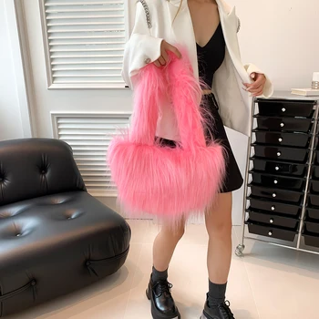 Модерна Дамска чанта за през рамото от изкуствена кожа, дамски Зимна мека ретро чанта-тоут, чантата за момичета, Пътна чанта за пазаруване