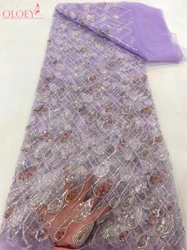 Модерна Елегантна френска бродерия От дантела плат с диаманти в африка Нигерия стил С пайети Плат За Сватбена рокля