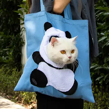 Модерна Чанта за пренасяне на домашни любимци С Голяма Дупка, Преносим Чанта за котки под Формата на Анимационни Панди, Лека чанта за котки на открито