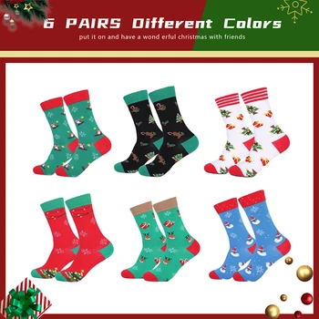 Ново записване, мъжки чорапи памук на най-новия дизайн със средна тръба, есенно-зимни чорапи с решетка, цветни коледни подаръци