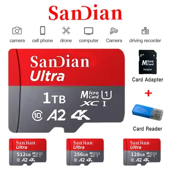 Оригиналната мини SD-карта 128 GB micro sd карта 512 GB Карта с памет, 1 TB и Високоскоростна флаш-карта 256 GB Смарт-карта SD 512 GB Micro TF/SD карта