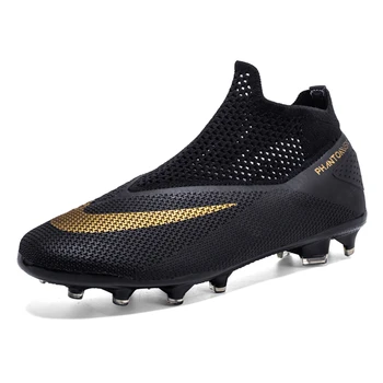 Професионални футболни обувки с дълги шипове от TPU, Улични дишащи мъжки футболни спортни маратонки, нескользящие обувки за мини футбол с тревата