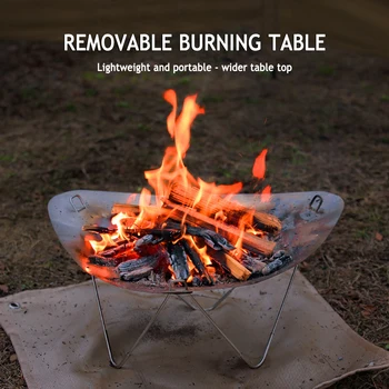 Рамка за изгаряне на котлона Портативна Поставка за дърва за къмпинг от неръждаема стомана, разглобяема, с чанта за съхранение, аксесоари за къмпинг, на открито