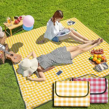 Сверхпрочное одеало за пикник, с плажна одеало за пикник, водонепроницаемое класическо клетчатое одеало за пикник, здрава сгъваема подложка за къмпинг
